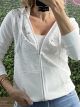 Strass&Pearls Zipped Sweatshirt/White