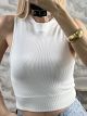 CrewNeck Sleeveless Top-213/White