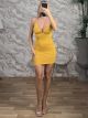 Strech Mini Dress-13916/Mustard