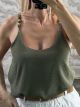 GoldBeaded Straps Viscose Top/Khaki