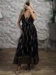 GoldenThread Boho Maxi Dress-8268/Black