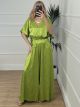 Satin Animal Jumpsuit/Lime
