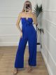 Bow Strapless Jumpsuit/Blue Royal