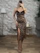 Elastic Lace Midi Dress/Leopard