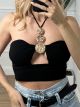 Metallic Bust Rip Top/Black