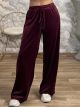 Velvet Wide SweatPants/Burgundy