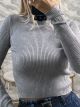 Turtleneck Knitted Top-8359/Grey