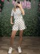 Polka Dot&Stripes Shorts Set/White