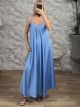 Satin Mono Wide Maxi Dress-3062/Ciel