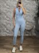 Gym Ripped Zipper Jumpsuit/Ciel