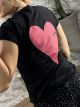 Big Heart Cotton T-Shirt-5256/Black