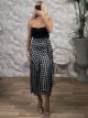 Satin Wrap Midi Skirt/Black