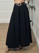 Cotton Wide Pants Belt-33637/Black
