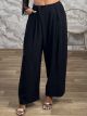 Viscose CrossedButton Office Pants-26563/Black