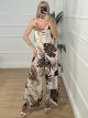 Summer Elastic Jumpsuit/Leaves-4