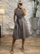 Eco Leather A Midi Dress/Taupe