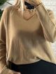 SuperSoft Elastic Ve Sweater/Camel