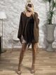 Fringe Poncho Cardigan/Chocolat