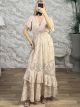 Embossed Floral Maxi Dress-6385/Beige