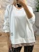 Double Viscose Label Zippers Sweatshirt/White