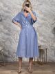 Semizie Striped Belt Midi Dress/Blue