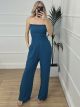 Wasp Nest Strapless Jumpsuit/Petrol