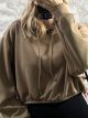 Hooded Crop Sweatshirt/Camel
