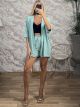 Viscose Casual Kimono Shorts Set/Mint