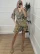 Silk Mini Wrapover Dress-2308/Petrol-L.Green