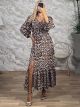 Ruffled Buttons Maxi Dress-3395/N5