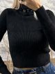 Turtleneck Knitted Top-8359/Black
