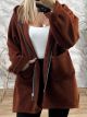 Oversized Hood Zipper Cardigan/Chocolat