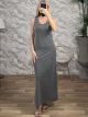 BronzeStuds Cotton Sleeveless Maxi Dress-6616/Grey