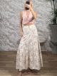 Floral Belt Maxi Skirt-678921/White