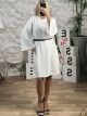 Casual Midi Belt Dress/White