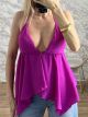 Asymmetrical OpenBack Top-2996/Fuchsia