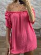 Ruched Sleeves Top/Fuchsia