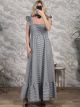 Smocked Plaid Sleeveless Maxi Dress/Black&White