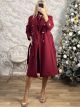 Cross Gold Buttons Coat/Burgundy
