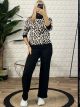 Leopard Top Knitted Set/Black