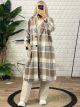 Long Wool Plaid Coat/Grey