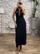 Viscose Knitted Animal Details Dress/Black