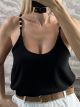 GoldBeaded Straps Viscose Top/Black