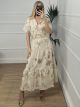 Maxi Boho Sleeves Embroidered Dress/Beige