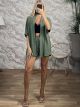 Viscose Casual Kimono Shorts Set/Khaki