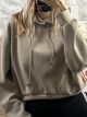 Hooded Crop Sweatshirt/Beige