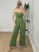 Bow Strapless Jumpsuit/Lime