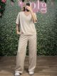 Short Sleeves Ve Set/Beige