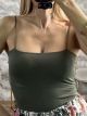 Spaghetti Strap Viscose Top/Khaki