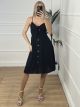 Casual Bow Buttons Dress/Black